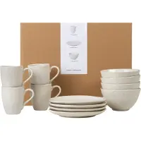 Broste Copenhagen Ensemble de petit-déjeuner Nordic Vanilla 12 pièces / 4 personnes - 4 assiettes à petit-déjeuner, 4 bols et 4 tasses