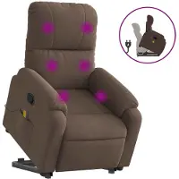 vidaXL Fauteuil de massage avec releveur Marron Tissu microfibre