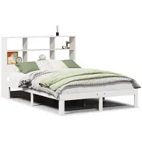 vidaXL Lit en bois massif avec étagère sans matelas blanc 160x200 cm pin