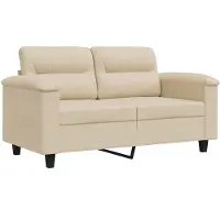 vidaXL Canapé 2 places crème 120 cm tissu microfibre