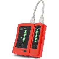 HomeShopXL Testeur de réseau - Testeur de câble RJ45 et RJ11 et RJ12 - Testeur Internet LAN - Incl. 1x batterie et sac de rangement