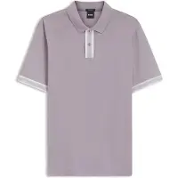 BOSS Polo en coton mercerisé avec finitions à rayures