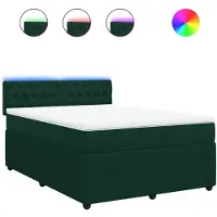 vidaXL Lit boxspring avec matelas vert foncé 140x200 cm velours