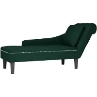 vidaXL Chaise longue avec coussin et accoudoir droit Vert foncé velours