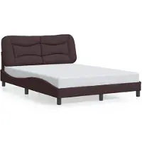 vidaXL Cadre de lit sans matelas "Hvar" brun foncé 140x200 cm Tissu