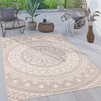 Paco Home Tapis d'extérieur résistant aux intempéries & robuste Mandala Boho Design facile d'entretien tissé à plat Dimension 80x250 cm