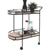 Home Deco Factory Desserte - - À Roulettes - 2 Niveaux - Beige et Noir
