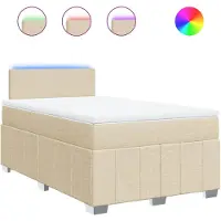 vidaXL Lit Boxspring avec matelas Crème 120x200 cm Tissu