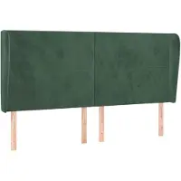 vidaXL Tête de lit avec oreilles vert foncé 163x23x118/128 cm velours