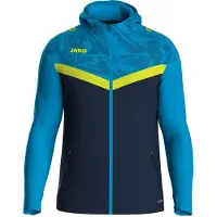 Jako Veste à capuche femme Iconic, Couleur:marine/bleu/jaune fluo, Taille:38