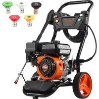Vevor Nettoyeur haute pression à gaz , 3950 PSI 10 l/min, 2,6 GPM Nettoyeur haute pression à gaz avec pompe en cuivre, pistolet pulvérisateur et canne de rallonge, set de 5 buses