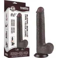 Lovetoy Sliding-Skin - gode double couche à ventouse - 20,8 cm (marron)