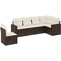 vidaXL Ensemble de salon de jardin 6 pièces avec coussins Marron Poly Rattan
