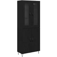 vidaXL Buffet haut , blanc et chêne noir, 69,5 x 34 x 180 cm