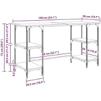 vidaXL Bureau avec étagère Vieux bois 140 x 50 x 75 cm Bois composite