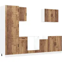 vidaXL Ensemble d'armoires de cuisine Lucca 7 pièces imitation vieux bois Matériau dérivé du bois