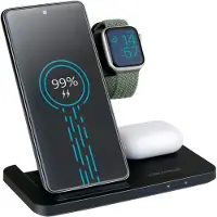Grundig 3-in-1 Chargeur Apple Watch et iPhone - Chargeur sans fil avec fonction de charge rapide pour smartphone, smartwatch, écouteurs - Wireless Charger - Chargeur pliable