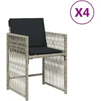 vidaXL Chaises de jardin avec coussins 4 pcs. Gris clair Poly rotin