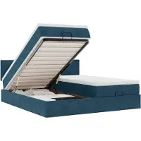 vidaXL Lit ottoman avec matelas bleu foncé 160x200 cm velours