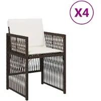vidaXL Chaises de jardin avec coussins 4 pcs. Marron Poly Rattan