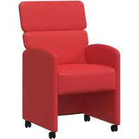 vidaXL Chaises de salle à manger à roulettes, lot de 2, rouge, 58 x 65 x 98 cm, similicuir