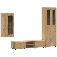 vidaXL Ensemble de meubles TV avec porte FLORIN, 3 pièces, en bois d'ingénierie « chêne artisan »