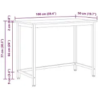 vidaXL Table Naturelle 100 x 50 x 77 cm Ingénierie Bois et Acier