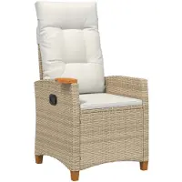 vidaXL Chaise longue avec plateau 62 x 64 x 112 cm Poly-rotin