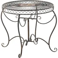 CLP Table De Jardin Avec Plateau Rond En Métal Bronze