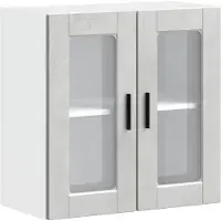 vidaXL Armoire de cuisine suspendue avec porte vitrée Porto gris béton