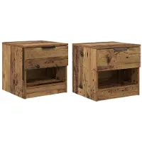 vidaXL Armoire de lit avec tiroir 2 pcs Bois ancien 40 x 39 x 40 cm
