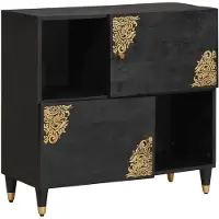 vidaXL Buffet avec étagère noir 80 x 33 x 75 cm bois massif mangue