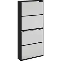 vidaXL Armoire à chaussures avec miroir à 4 niveaux noir 63x17x134 cm