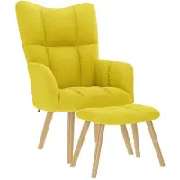 vidaXL Fauteuil relax avec pouf Tissu jaune clair