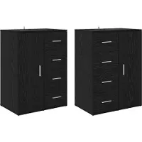vidaXL Enceintes de rangement CORONA, 2 pièces, noir, imitation chêne, 59 x 39 x 80 cm