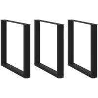 vidaXL Pieds de table de salle à manger en U 3 pcs. noir 90x(72-73) cm acier