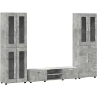 vidaXL Ensemble de meubles TV avec étagère FLORIN, 3 pièces, gris béton, aggloméré