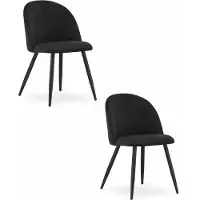 Leobert Chaise - - Bello - Velours Noir/Pieds Noirs - Lot De 2