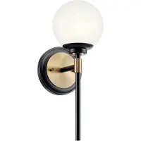 Kichler Elstead Benno Wandleuchte G9 Schwarz und Champagnerbronze Opalglas weiss IP44 (G9, IP44)