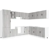 vidaXL Ensemble de 14 armoires de cuisine Kalmar Gris Sonoma Matériau dérivé du bois