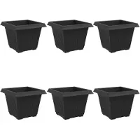 vidaXL Pot De Fleurs Carré 6 Pcs Noir 43 X 43 X 33.5 Cm Plastique
