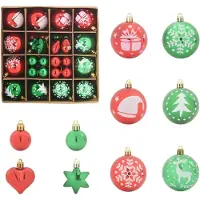 vidaXL Ensemble de Boules de Noël 40 pcs Rouge et vert Plastique