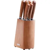 Homeij Diamant Sabatier Babiole set de couteaux | Bloc en bois d'acacia | 6 pièces