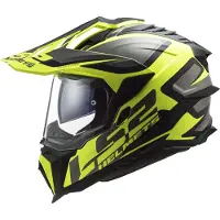 LS2 MX701 Explorer Alter Mat Noir Hi-Vis Jaune ECE 22.06 Casque d'Aventure Taille XL