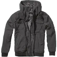 Brandit Veste homme moderne à grande capuche et cordon de serrage, en coton noir