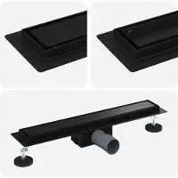 vidaXL 2 en 1 Drain de Douche Noir 50 cm Acier Inox 304