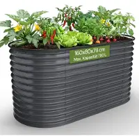 Arebos Potager surélevé en métal 160 x 80 x 78 cm Potager de jardin Potager inoxydable Potager à légumes
