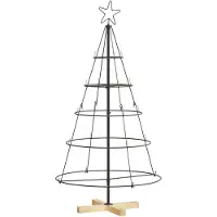 vidaXL Arbre en cône de Noël avec support Noir 125 cm Acier