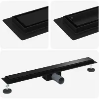 vidaXL 2 en 1 Drain de Douche Noir 80 cm Acier Inox 304