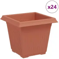 vidaXL Pot De Fleurs Carré 24 Pcs Rouge Brique 43 X 43 X 33.5 Cm